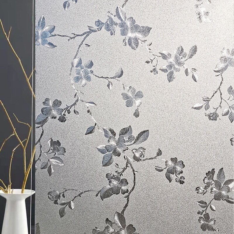 Peony Flower Pattern Frosted Glass Window Shading Film Self Adhesive ...