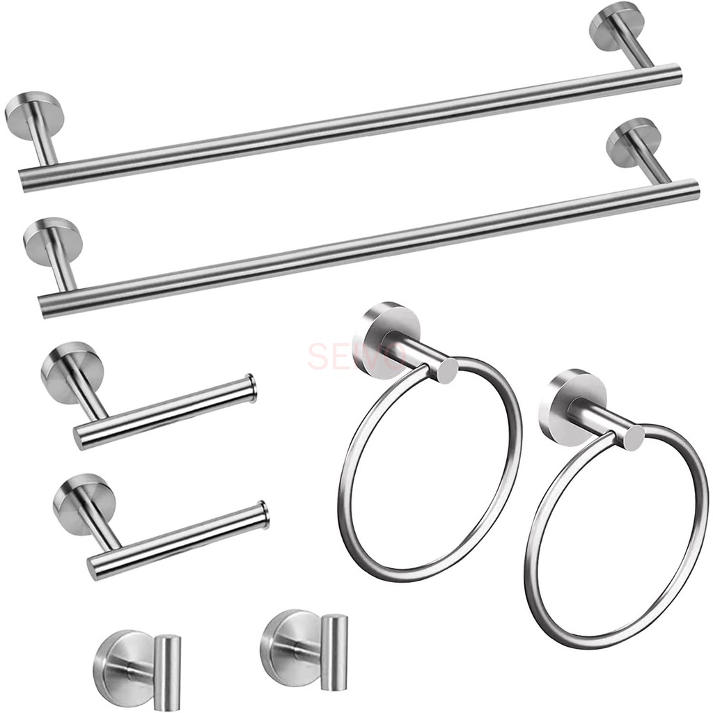 8 Piece Brushed Gold Bathroom Hardware Set SUS304 Stainless Steel