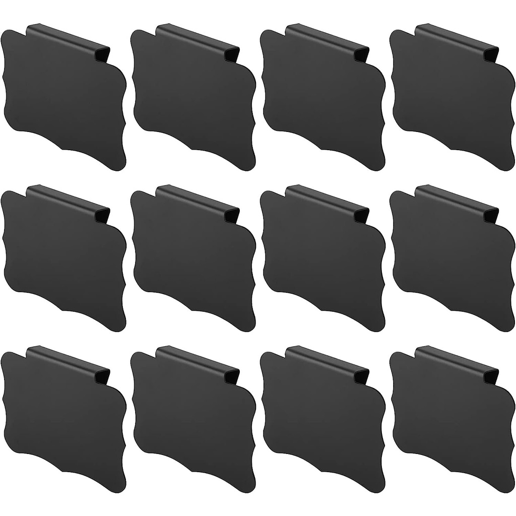 50 Pcs PVC Rewritable Label Holder Price Tag Black Board Label Clip for ...