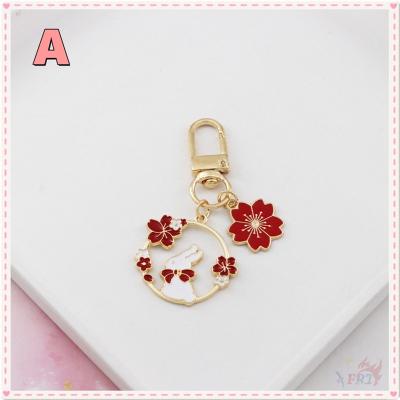 Sweet Sakura Rabbit Keychains 1Pc Red Cloud Alloy KeyRing Pendant ...