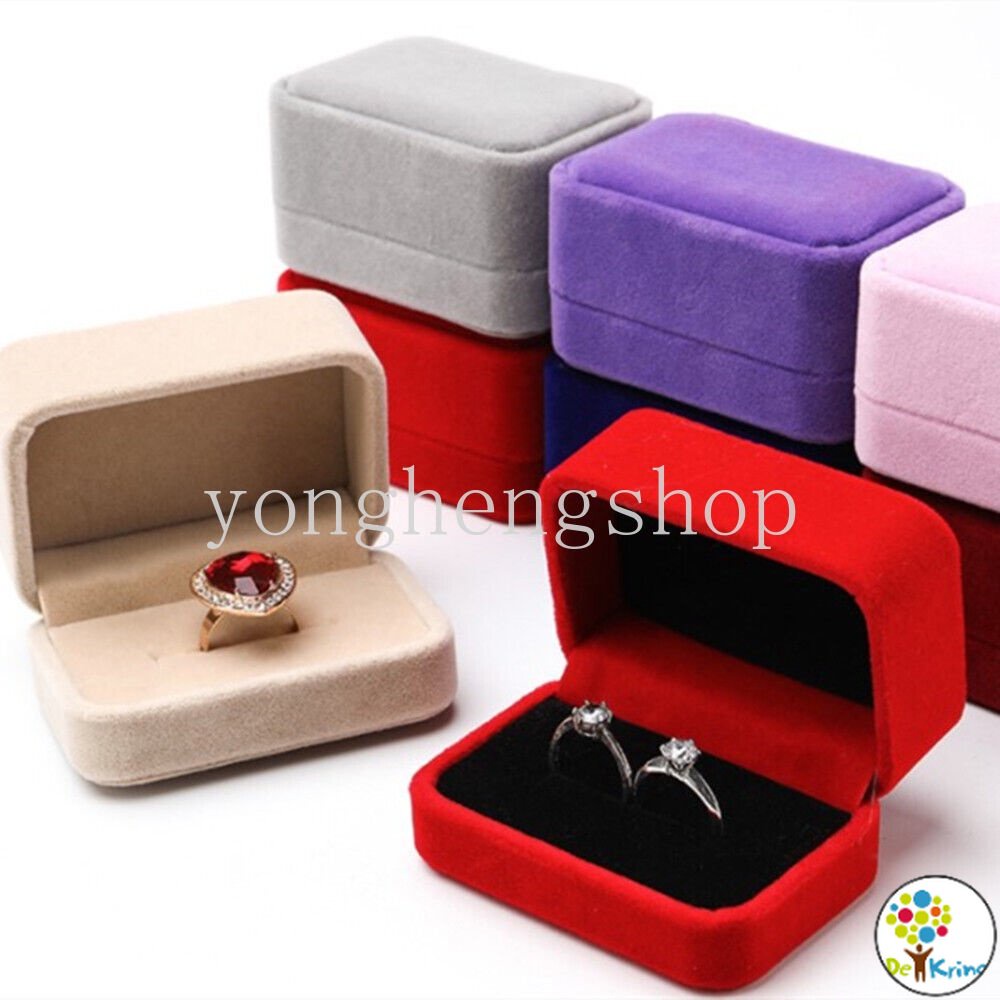 DK Rectangle Velvet Couple Double Ring Box Jewelry Display Earring ...