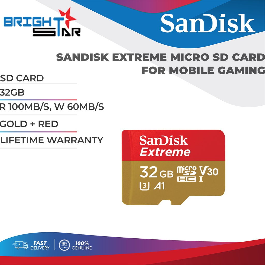 SD CARD / SANDISK EXTREME MICRO SD CARD FOR MOBILE GAMING / 32GB / R