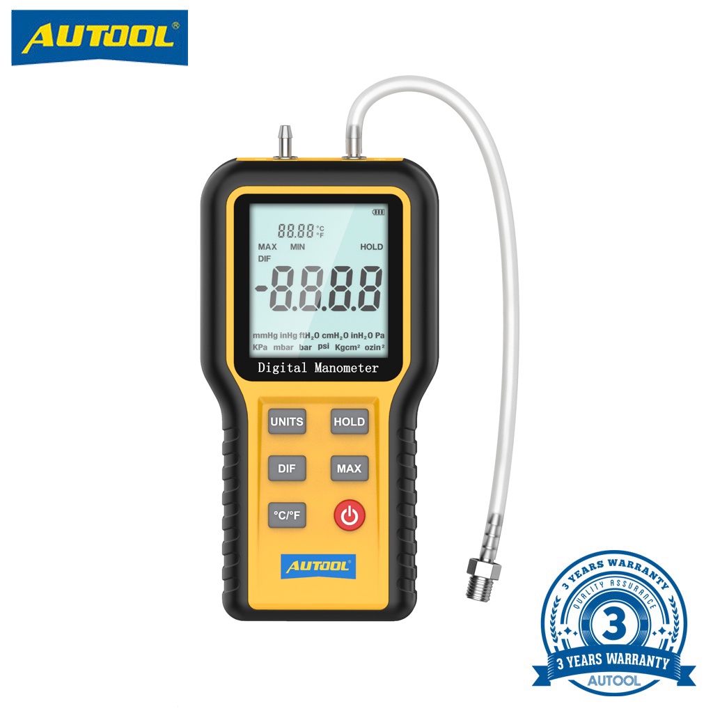 AUTOOL Digital Differential Manometer Handheld Air Pressure Gauge