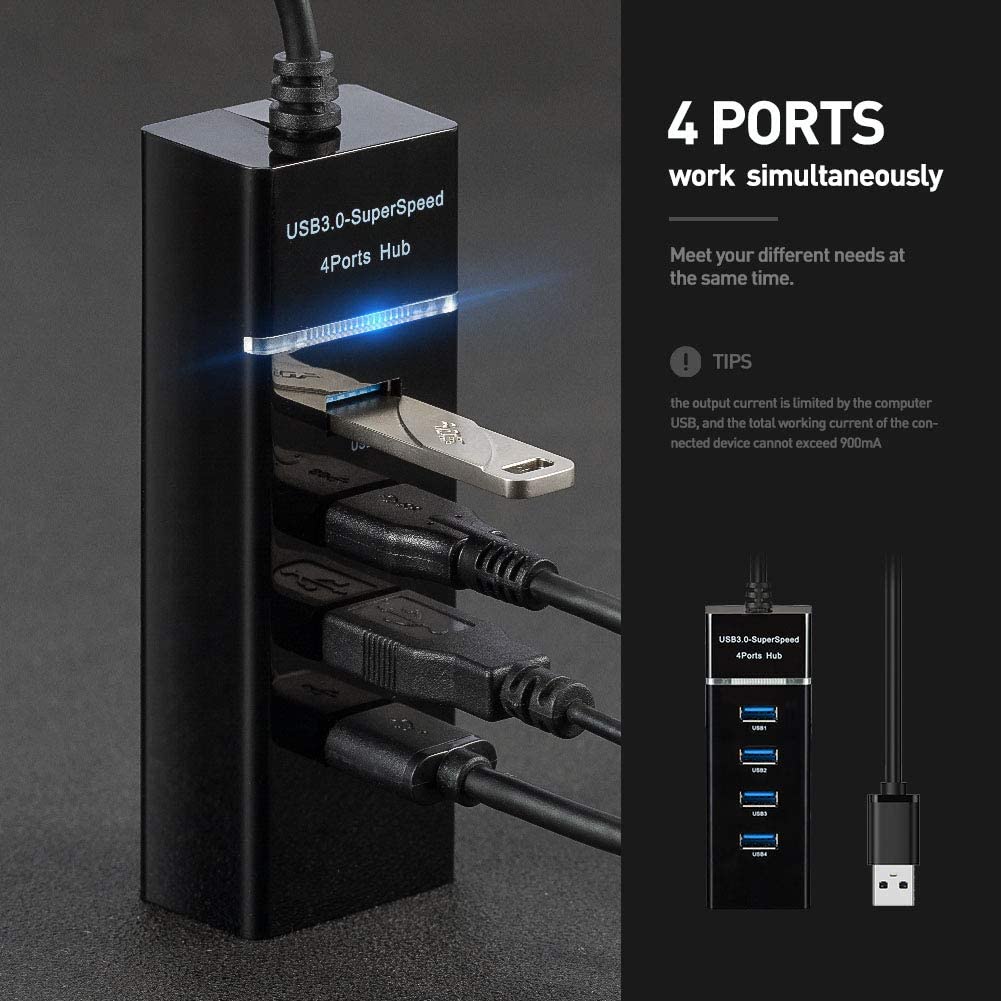 Multi USB Hub 3.0 Extension Cable Splitter Port Hub Extender 4 Port ...
