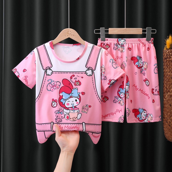 Summer Children's Pajamas Short-Sleeved Suits Girls Medium Large ...