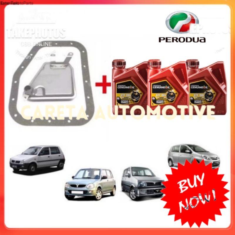 PERODUA ATF D III D3 (3 TINS)+ AUTO FILTER SET GEARBOX SERVICE SET