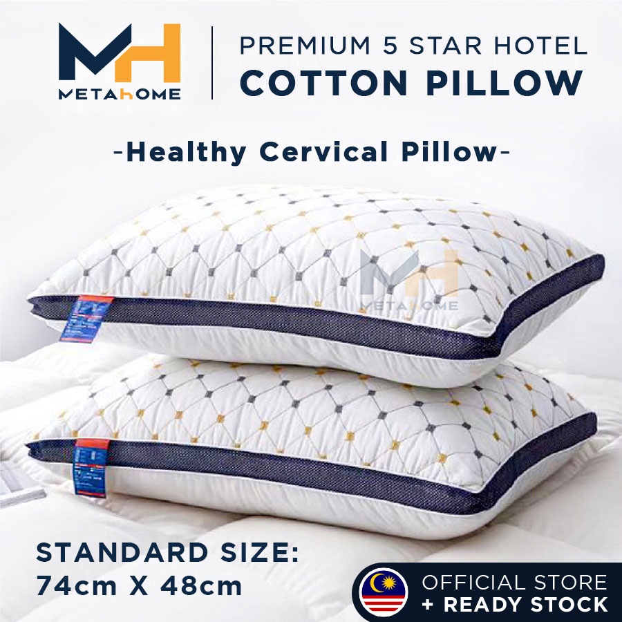 MetaHome Premium 5 Star Hotel Pillow Microfibre Cotton Neck Supportive