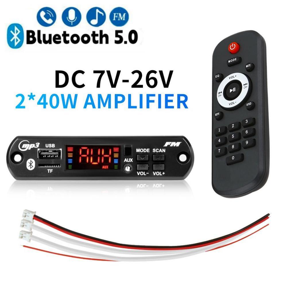 80W Amplifier Bluetooth 5.0 12V 40W MP3 Decoder board DIY Wireless Call