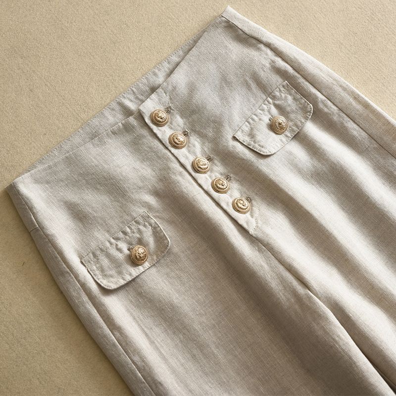 Cotton and linen trousers 亚麻阔腿长裤 女高腰 垂感 2023春麻料 女裤 宽松显瘦棉麻休闲裤linen Wide ...
