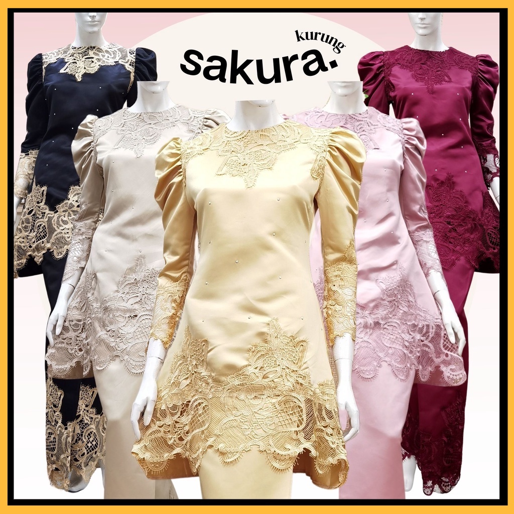 Raya 2023 Sakura Puff Mini Kurung Moden Baju Tunang Nikah Kahwin Kurung