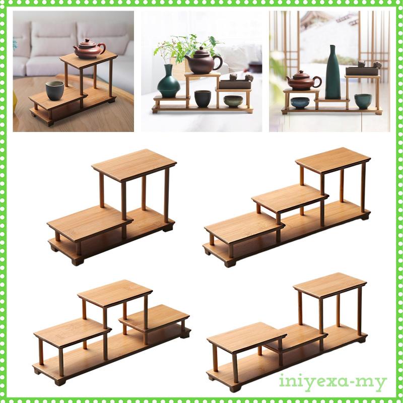 [IniyexaMY] Tea Cup Stand Shelf Display Stand Counter Retail Riser Wood ...