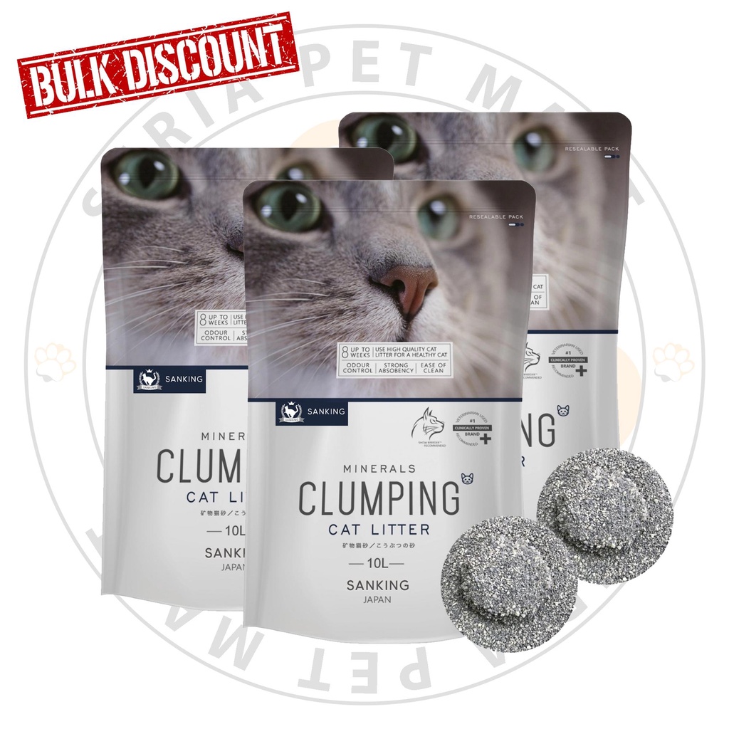 SANKING/SANMATE Minerals Clumping Cat Litter 10L (3 packs) Shopee