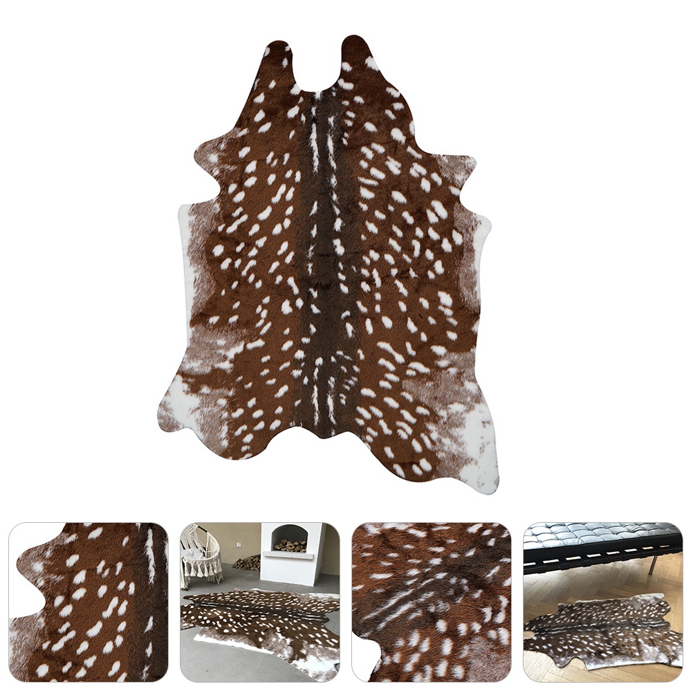 110X90CM Deer Rug Sika Deer Hide Carpet Printed Rug Cow Hides and Skins ...