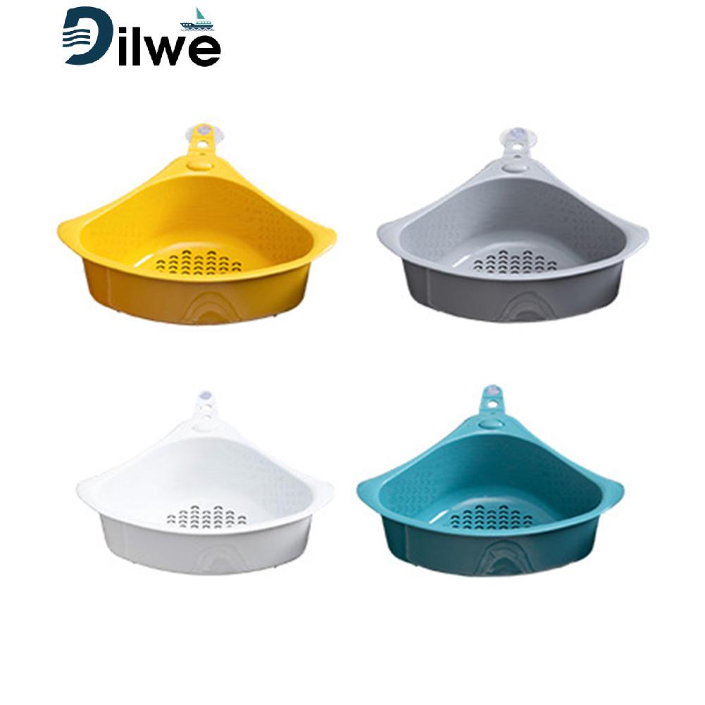 Dilwe Kitchen Triangular Drain Basket Stable Easy Draining Corner Sink