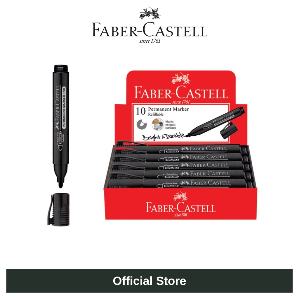 Faber-Castell] Refillable Permanent Marker P20 Bullet (Box of 10)