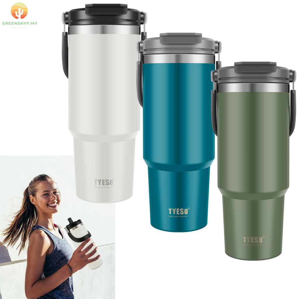 Insulated Water Bottle 900ML Stainless Steel Vacuum Flask with Straw ...