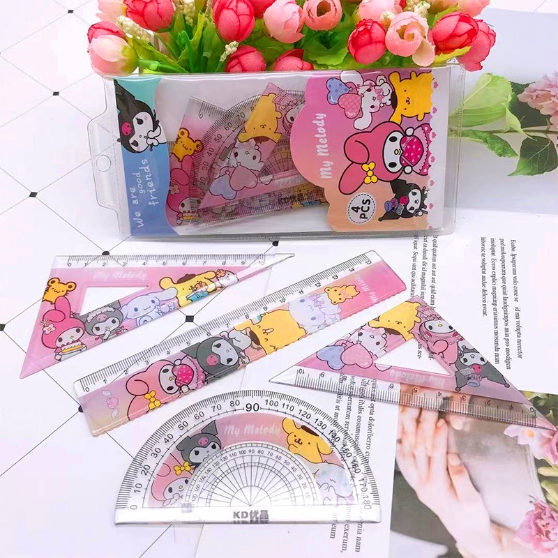 Sanrio Cartoon Triangle Ruler Kuromi Melody Cinnamoroll Cute Stationery ...