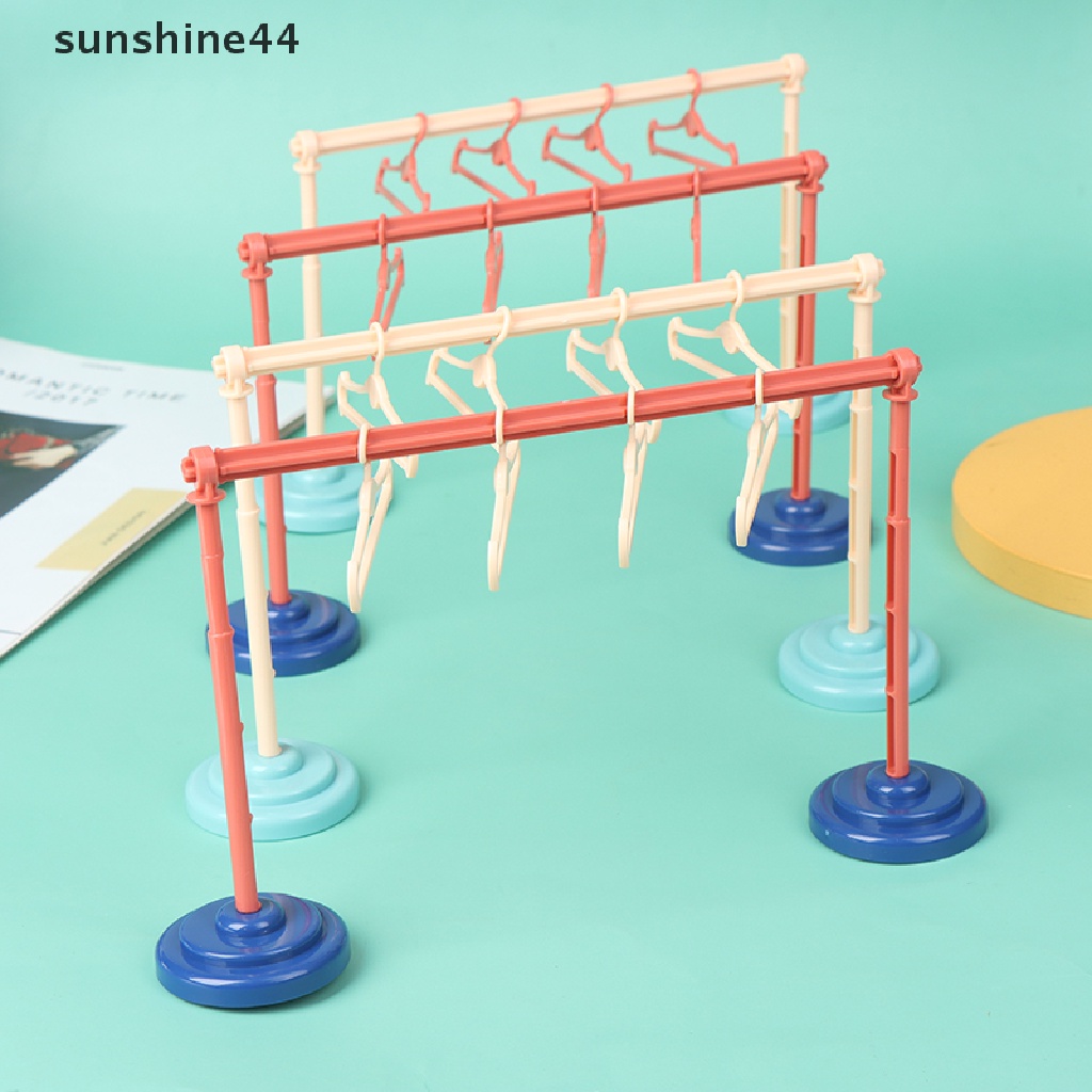 shine Dollhouse Clothes Drying Laundry Rack 1/6 1/8 1/12 Dolls Dress Hangers Organizer shine