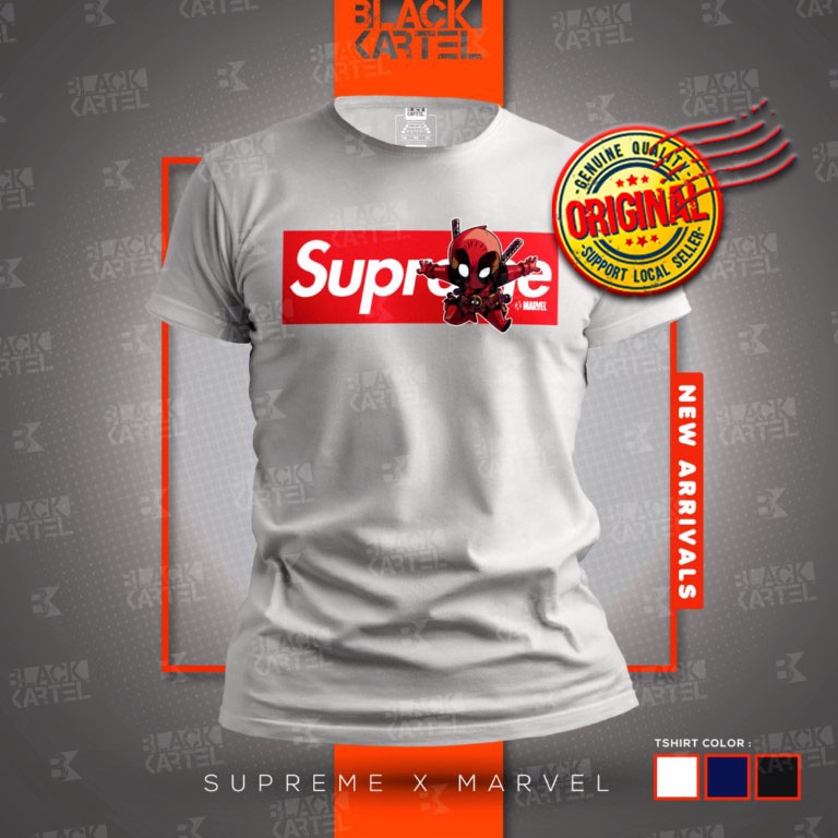 Most Saving BAJU T SHIRT SUPREME MARVEL DEADPOOL Streetwear Cotton BKDESIGN Shopee Malaysia