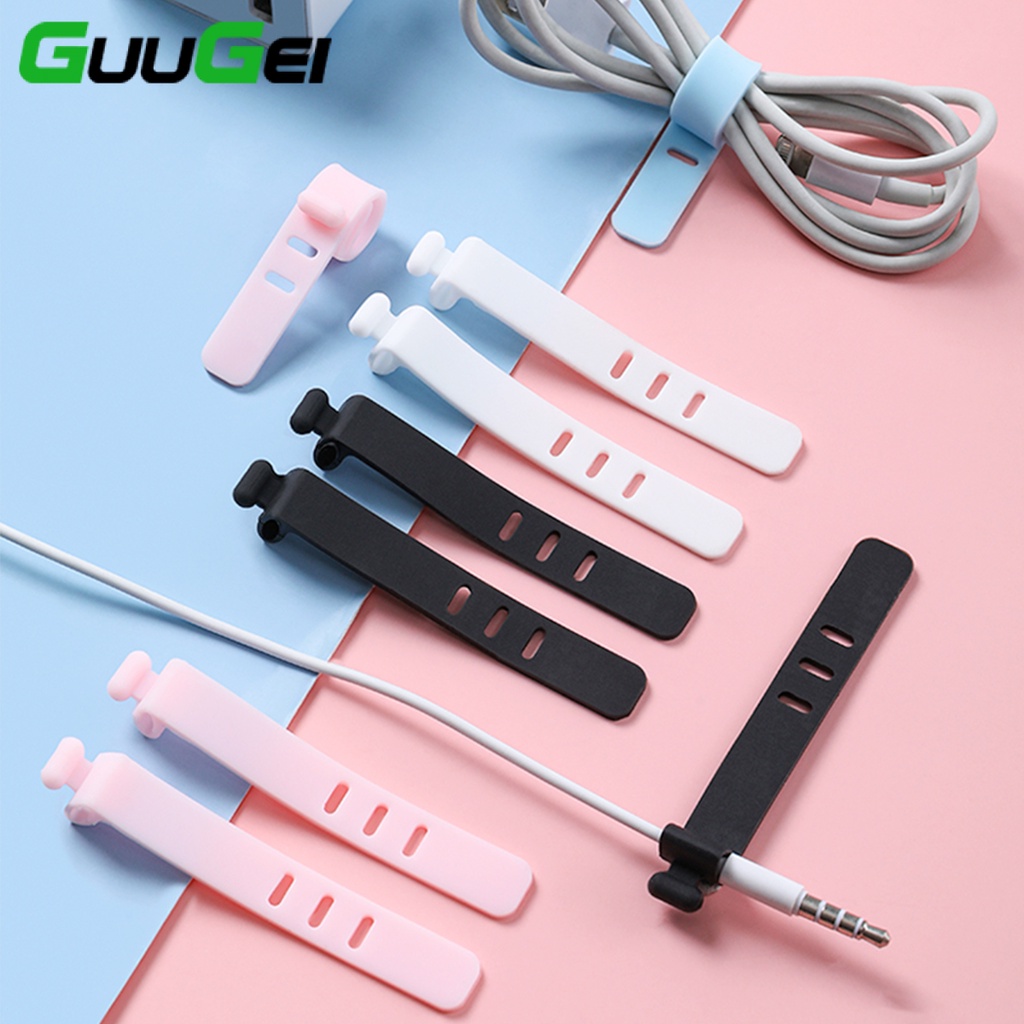 Guugei Silicone Reusable Fastening USB Cable Strap Tape Soft Wire