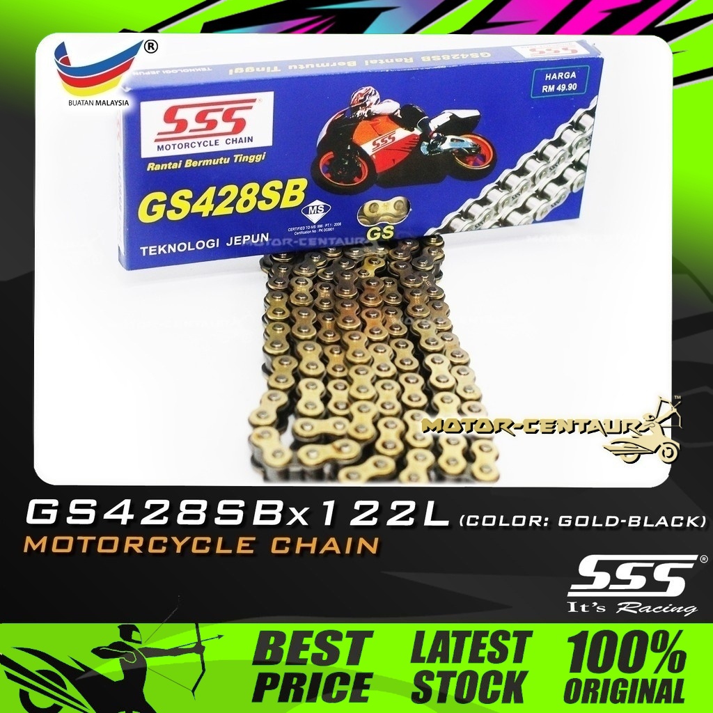 RANTAI MOTOSIKAL SSS CHAIN GS 428SB X 122L GOLD PLATED (OUTER LAYERS ...