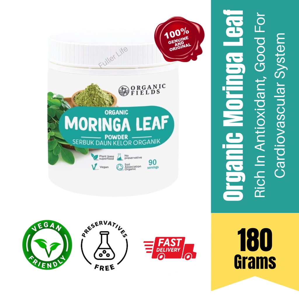 ORGANIC FIELDS Organic Moringa Leaf Powder (180g) | Superfood | High in ...