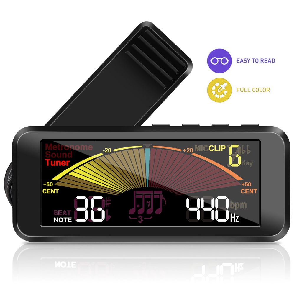 FLANGER FMT-209 Guitar Tuner Adjustable 3 In 1 360 Clip-On Guitar Bass ...