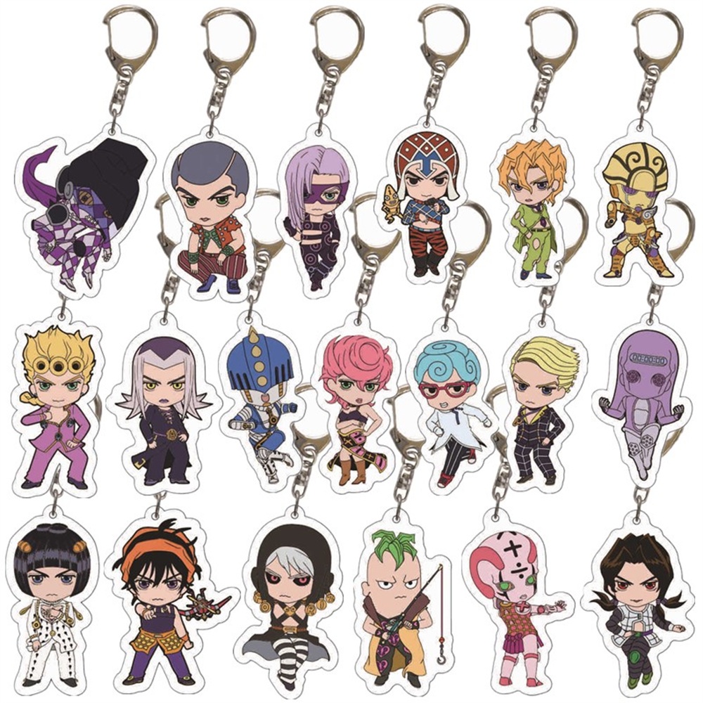 Anime Jojos Bizarre Adventure Keychain Cartoon Figure Acrylic Key Ring