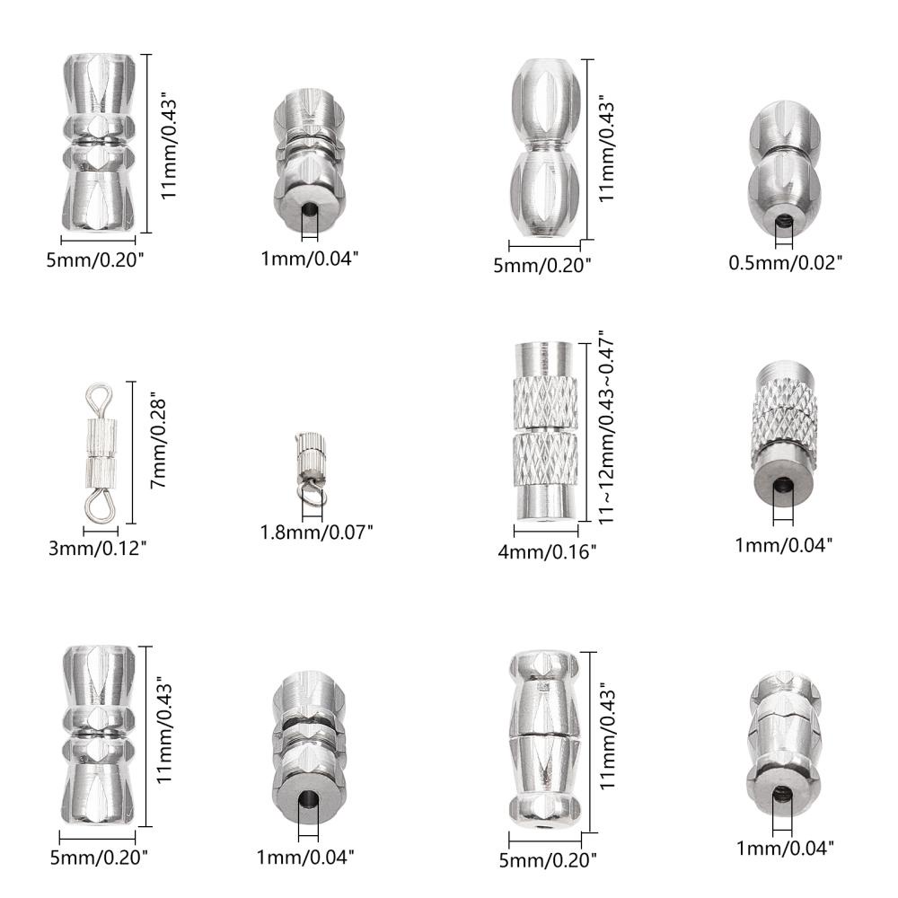 1Box 120 pcs 6 Styles Brass Screw Clasps Jewelry Connector Screw Twist