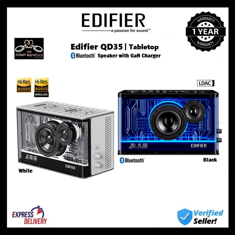 Edifier QD35 - Tabletop Bluetooth Speaker | 35W GaN charger | AUX In ...