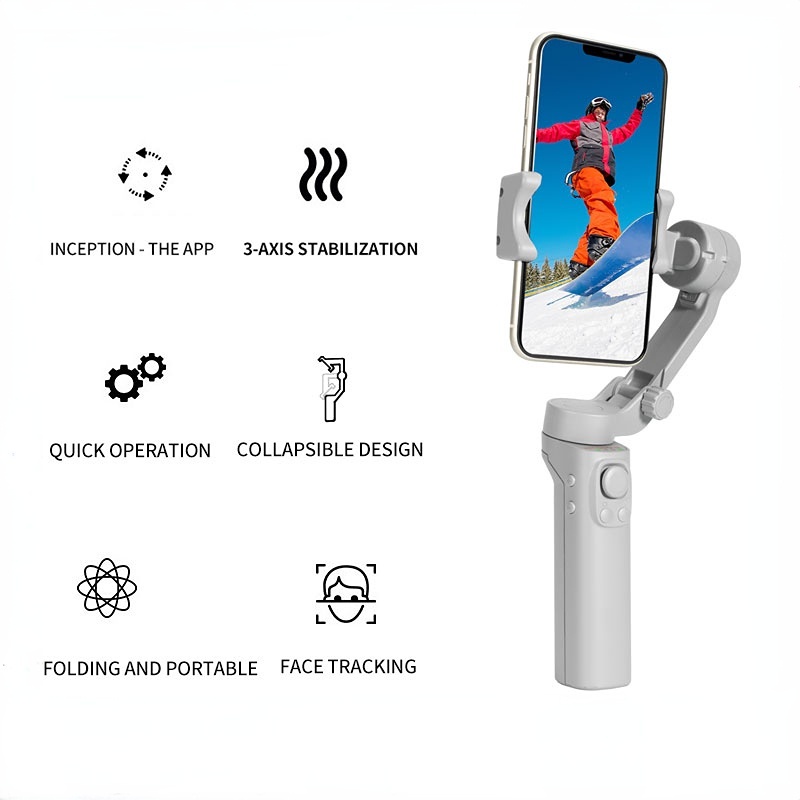 F5 3Axis Foldable Smartphone Handheld Gimbal Cellphone Video Record Vlog Stabilizer for iPhone