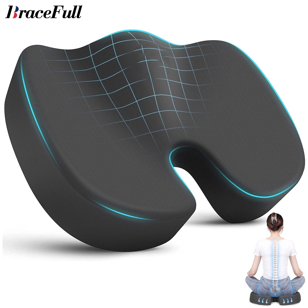 Seat Cushion Pillow for Office Chair Memory Foam Firm Coccyx Pad  Tailbone, Sciatica, Lower Back Pain Relief Contoured Posture Corrector  for Car,