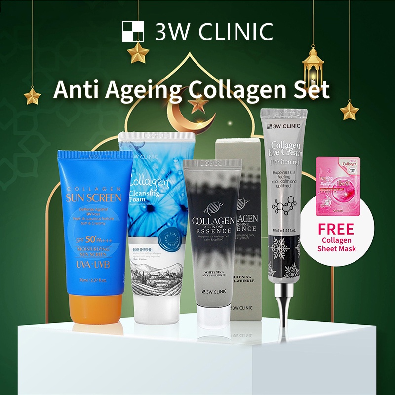 3W Clinic Collagen Set Anti-Aging Collagen Sunscreen&Cleansing ...