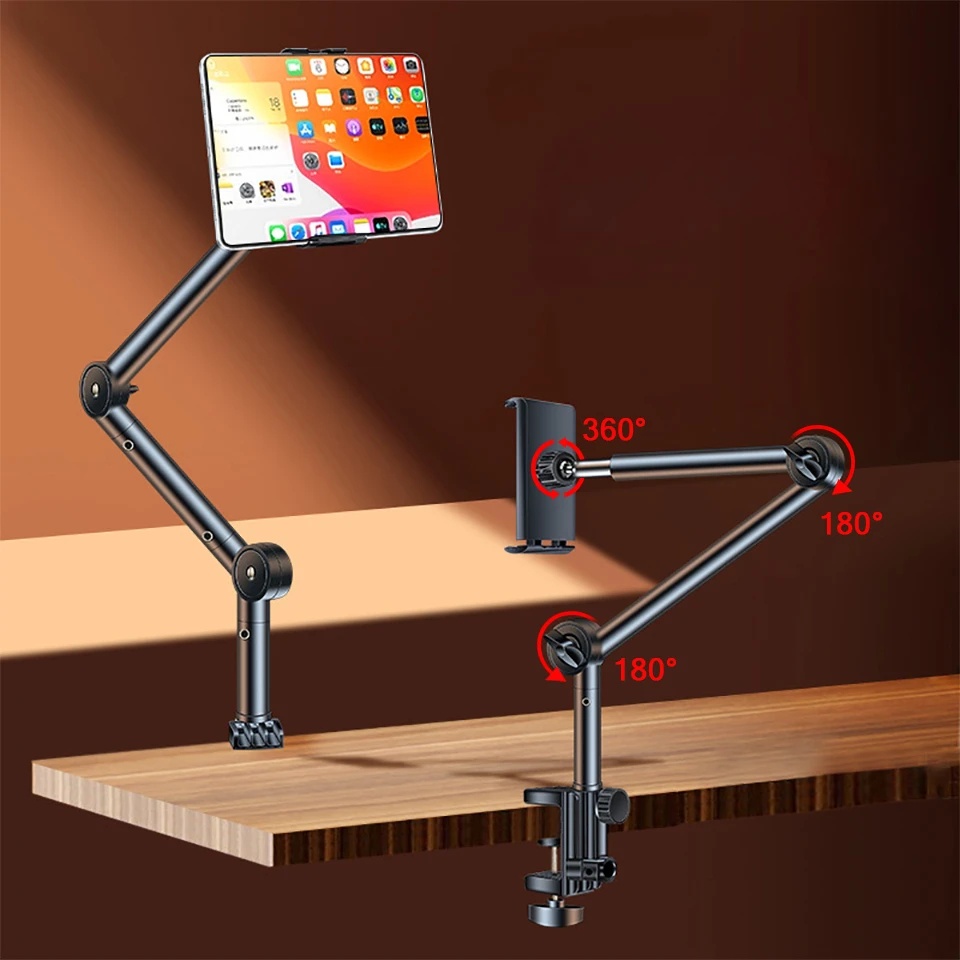 360 Adjustable Long Arm Tablet Holder Stand for 4 to 12.9inch Tablet
