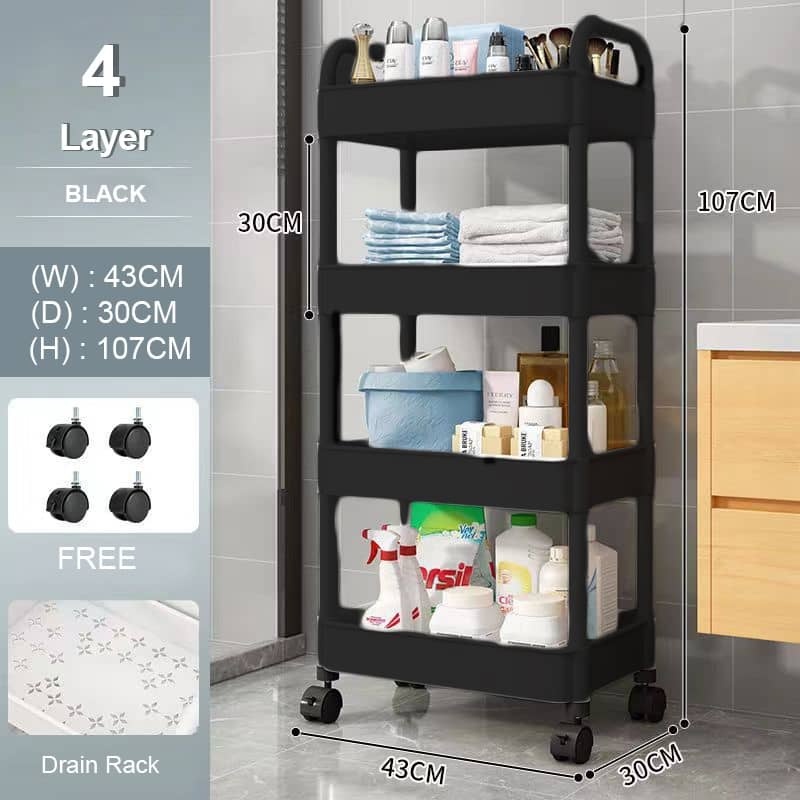 KENZZO : MORA 3 /4/5 Tier Multifunction Storage Trolley Rack Office ...