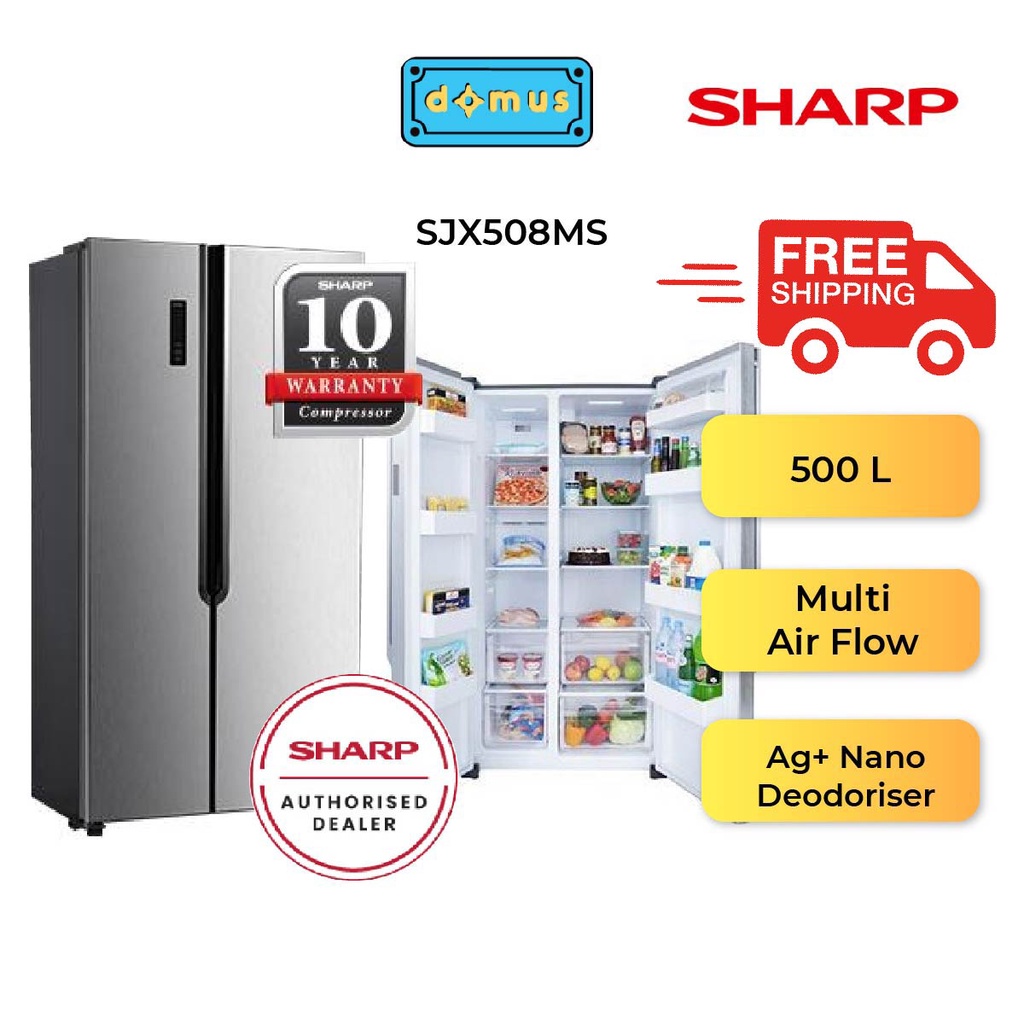 [FREE SHIPPING] Sharp Side By Side Refrigerator (500L) SJX508MS ...