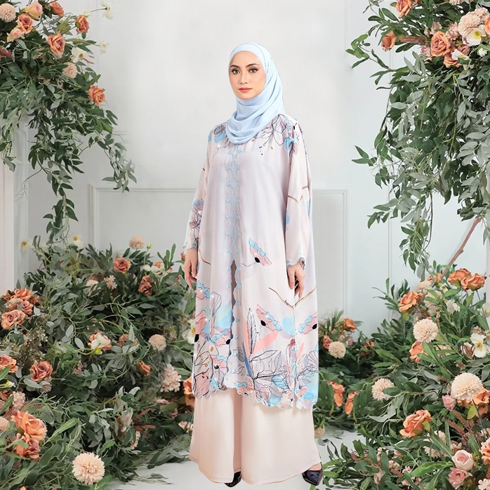 Kaftan Seluar Set Warda Sulam Putih Baju Raya 2023 Set Muslimah Nikah