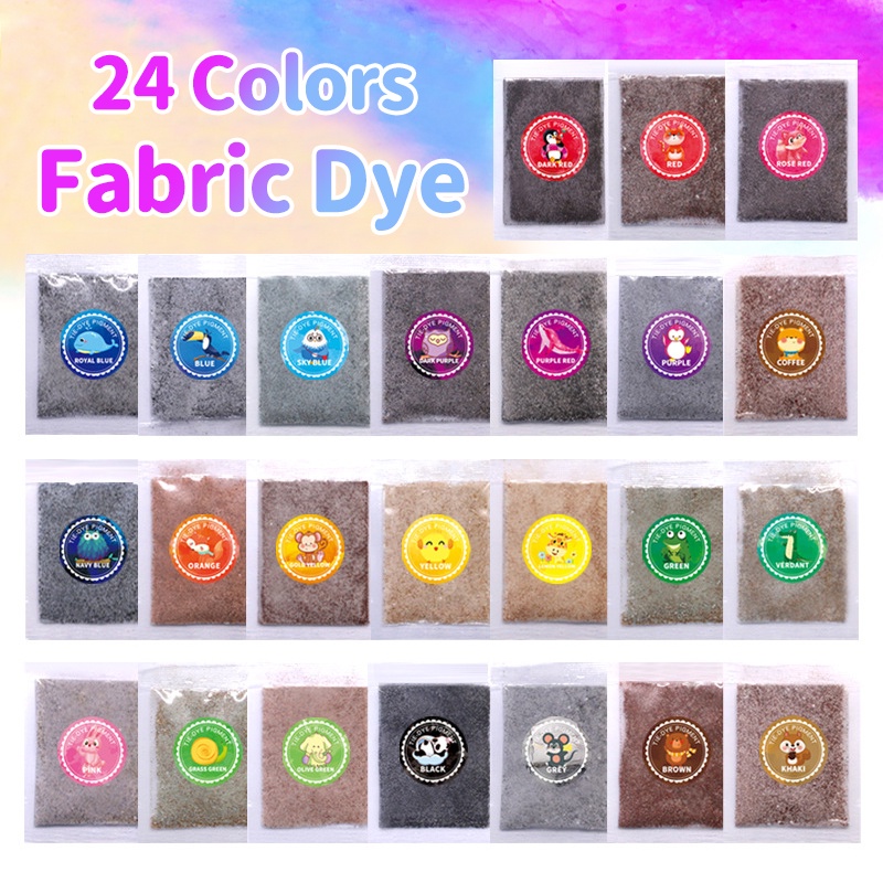 24 Color Fabric Dye Tie Dye Powder Cold Water textiles Dye 10g | Shopee ...