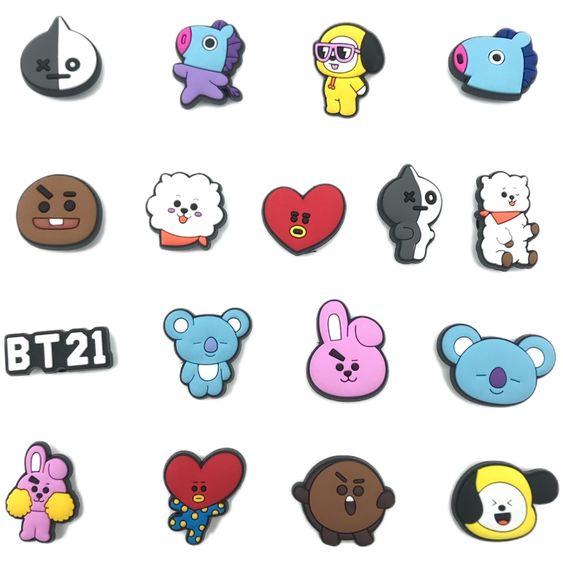 Cute Tata Bts Jibbitz Kpop BTS21 Shoe Charms Kpop Bt21 Jibitz Croc Croc Jibbits Charm Pins for