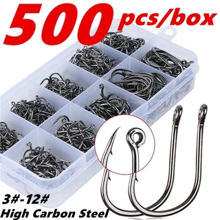 Proberos 50pcs/box Circle Fishing Hooks Black High Carbon Steel Octopus  Hooks Strong and Reliable Super Sharp and Ready for Freshwater and  Saltwater Fishing!