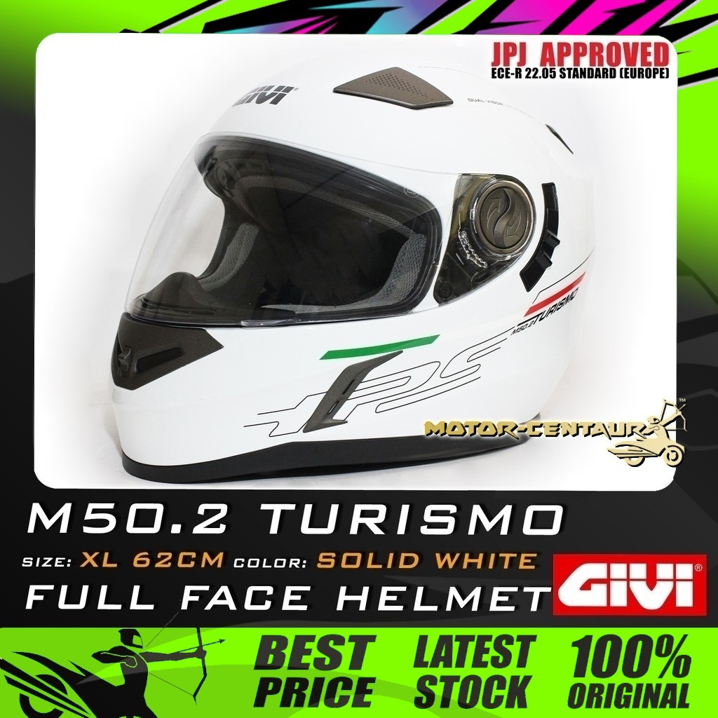 TOPI KELEDAR GIVI FULL FACE HELMET M50.2 TURISMO SOLID WHITE SMOKE SIZE