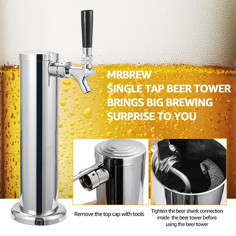 Single Tap Draft Beer Tower,Chrome Beer Dispenser Tower With Spring