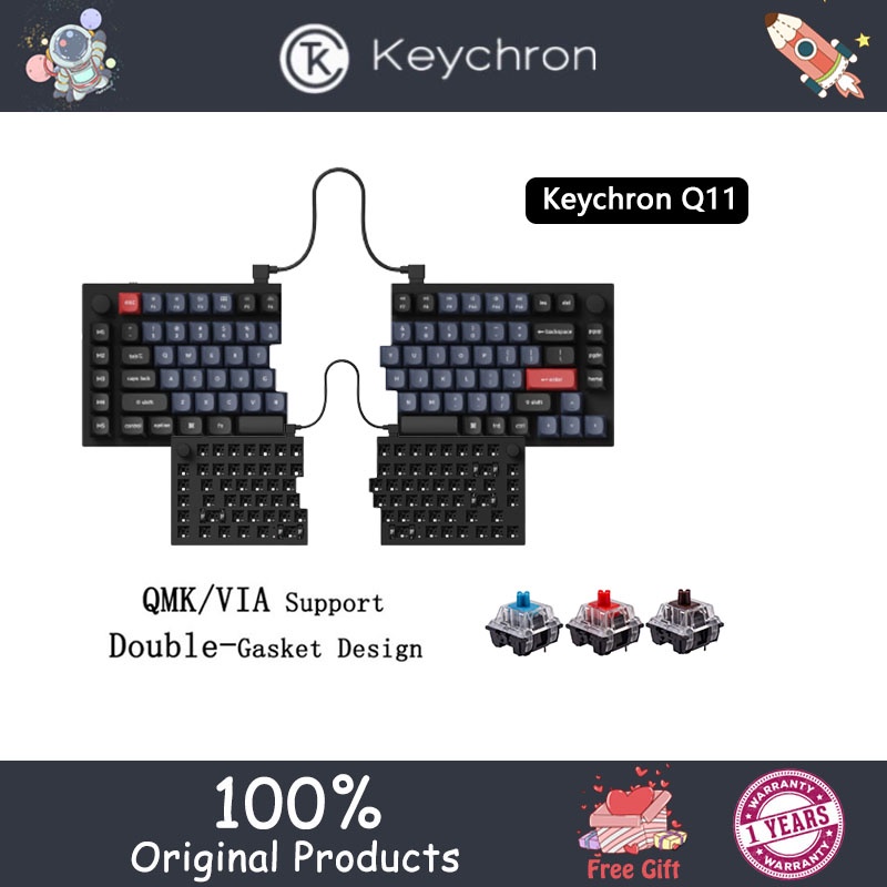 Keychron Q11 QMK/VIA Split 75% Custom Wired Mechanical Keyboard ...