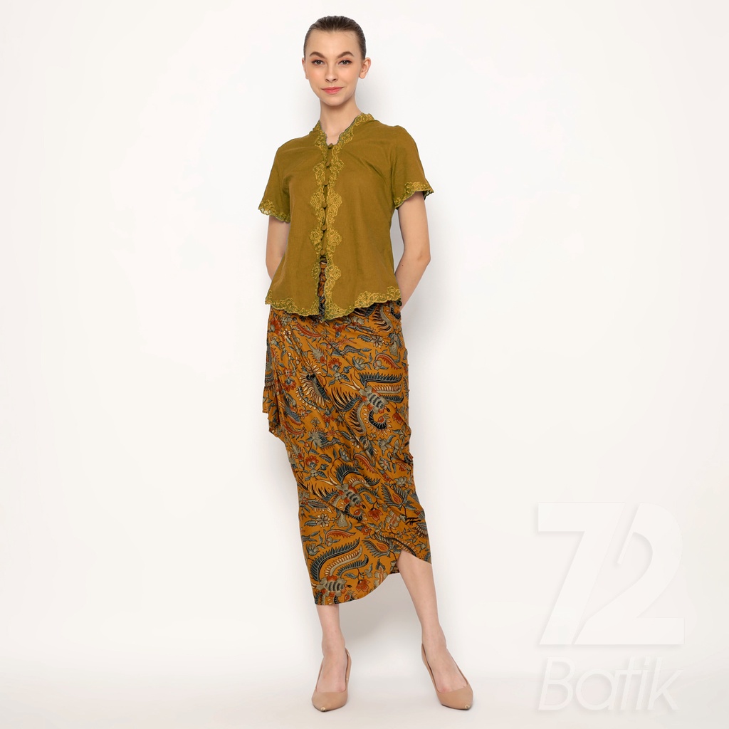 Batik Span Jena Skirt Lilit Skirt Instant Kebaya Modern Womens Bird Motif Duri Yellow Color 1906