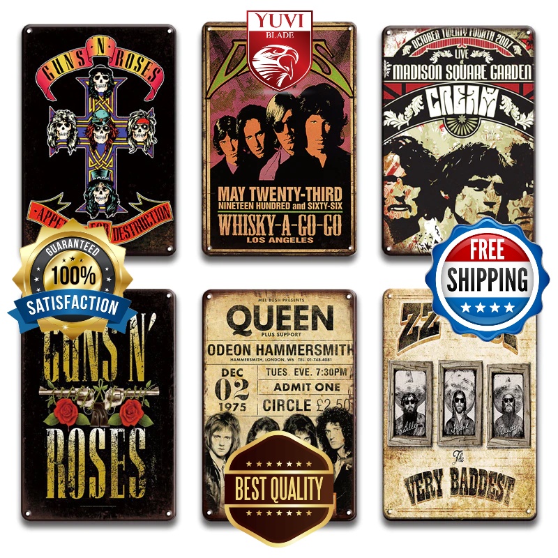 Vintage Rock Music Poster Tin Metal Sign Plate Wall Decor Garage Bar ...