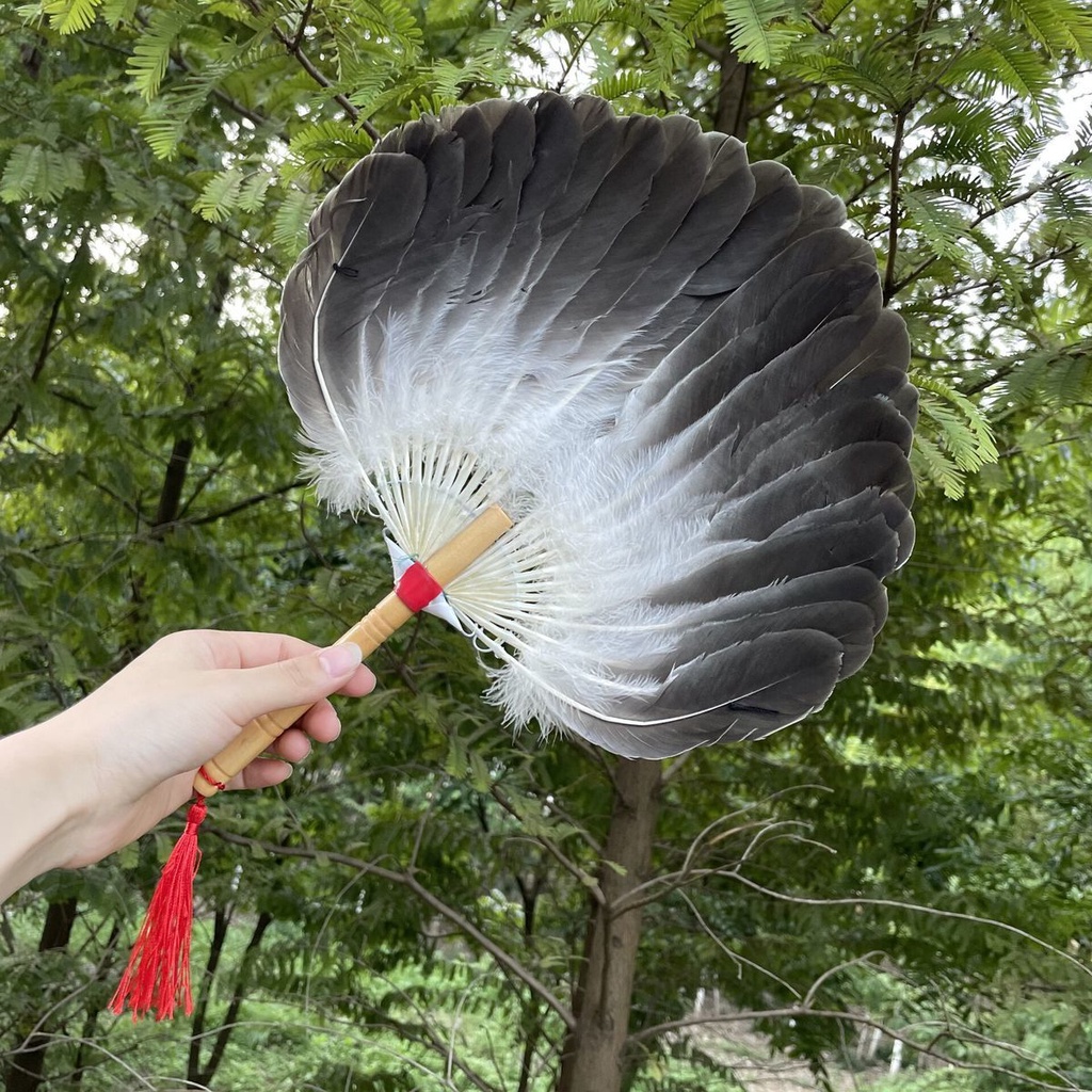feather hand fan鹅毛扇孔明扇诸葛亮羽毛扇子三层羽扇工艺扇端午礼品扇子 | Shopee Malaysia