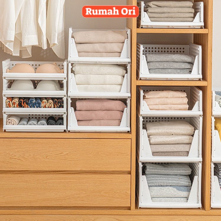 Multipurpose Stackable Folding Drawer Storage Rack Wardrobe Organizer