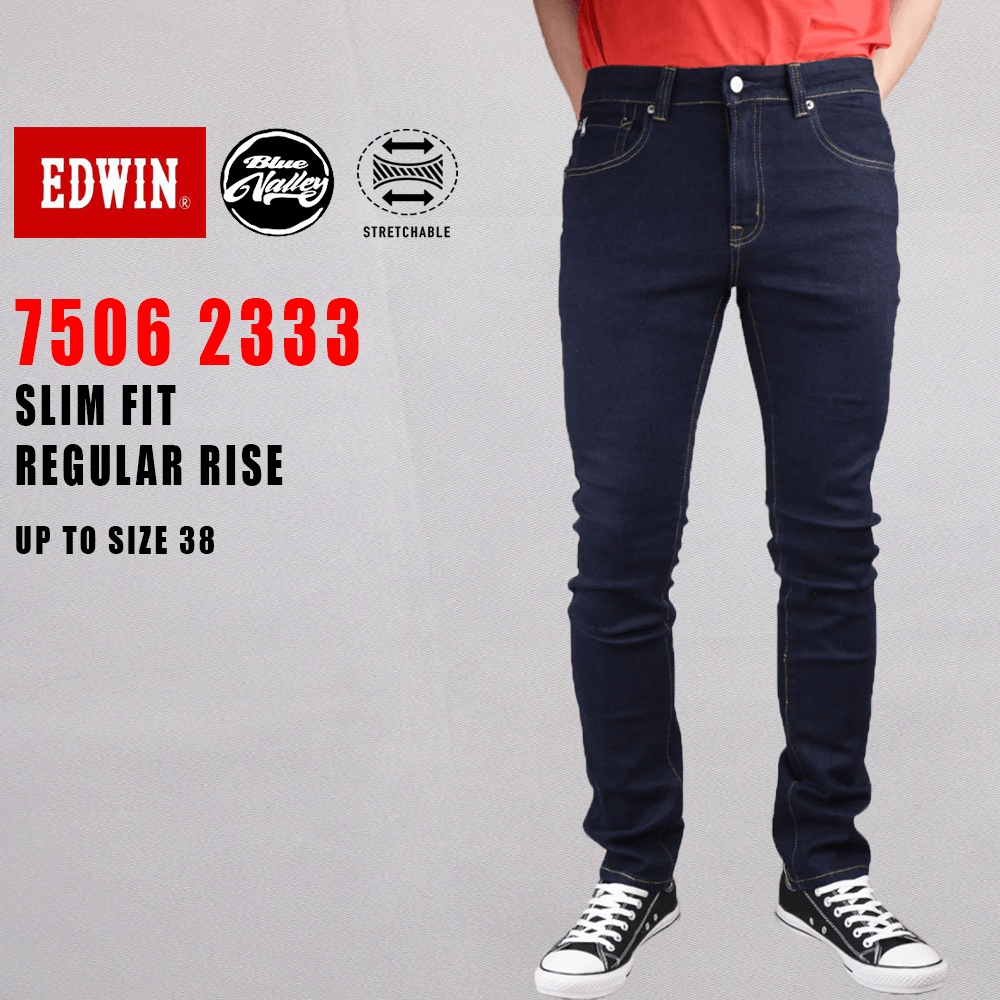 EDWIN 506 Men's Stretchable Slim Fit Jeans 7506 2333-79 (Raw Blue ...