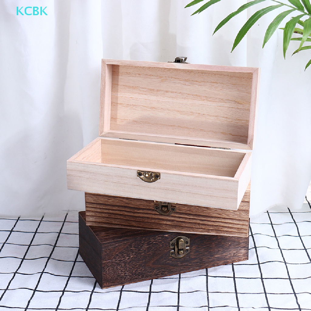 Creative Deco Small Wooden Jewelry Box | Lockable Storage Box with Lock & Key | 4.17 x 2.95 x 2.95 in | Plain, Unpainted & Unfinished | Keepsake