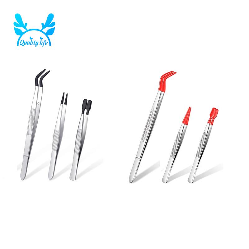 3 Pieces Tweezers with Rubber Tips Tweezers PVC Coated Tweezers Set